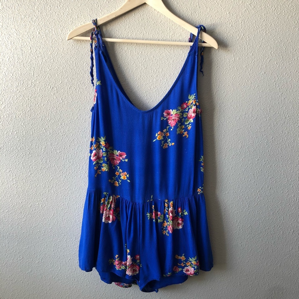 Bright Blue Floral Romper